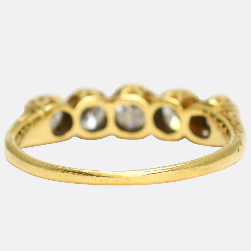 Edwardian Diamond 5-Stone Carved Ring