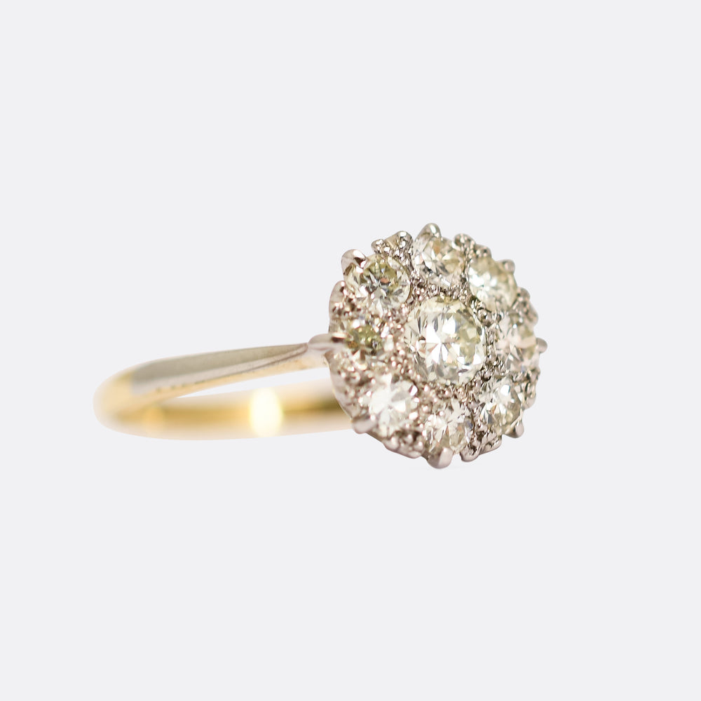 Edwardian Diamond Flower Cluster Ring