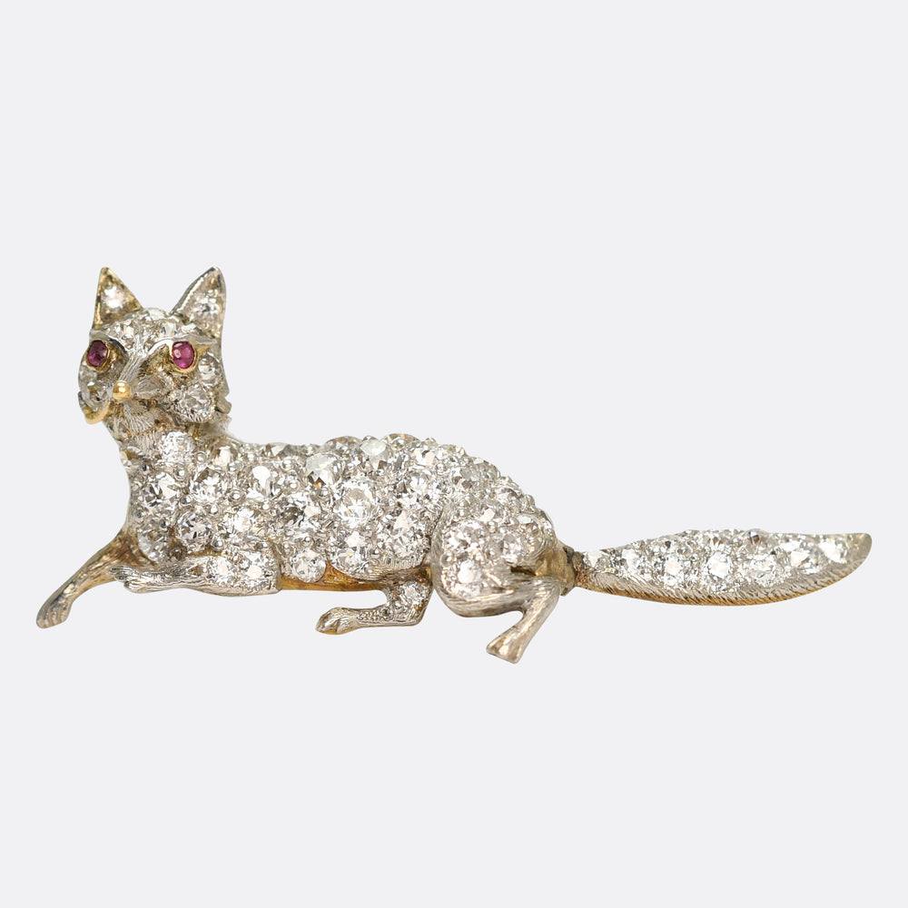 Edwardian Diamond Fox Brooch
