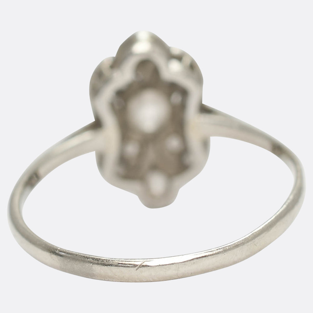Edwardian Diamond Platinum Cluster Ring