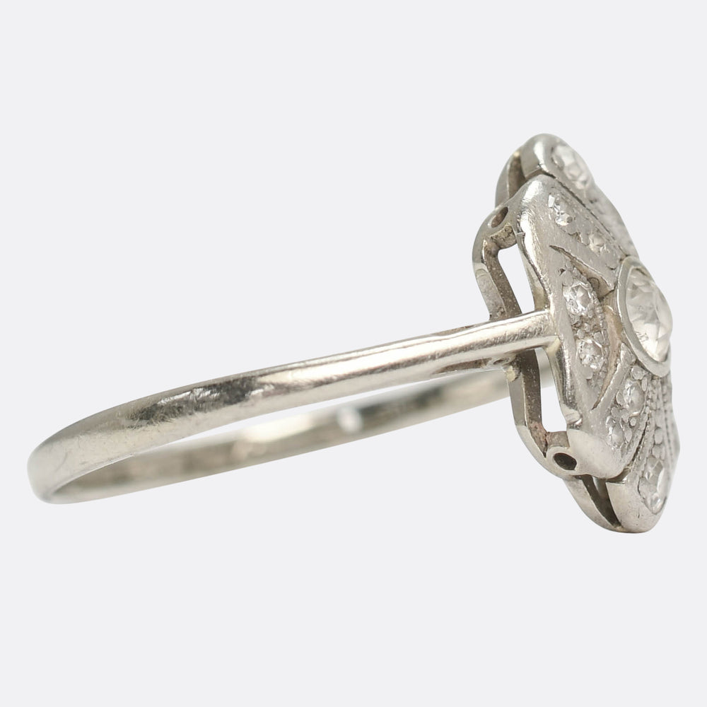 Edwardian Diamond Platinum Cluster Ring