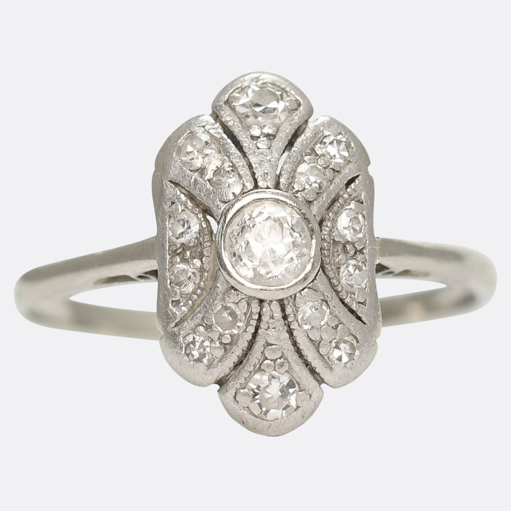 Edwardian Diamond Platinum Cluster Ring