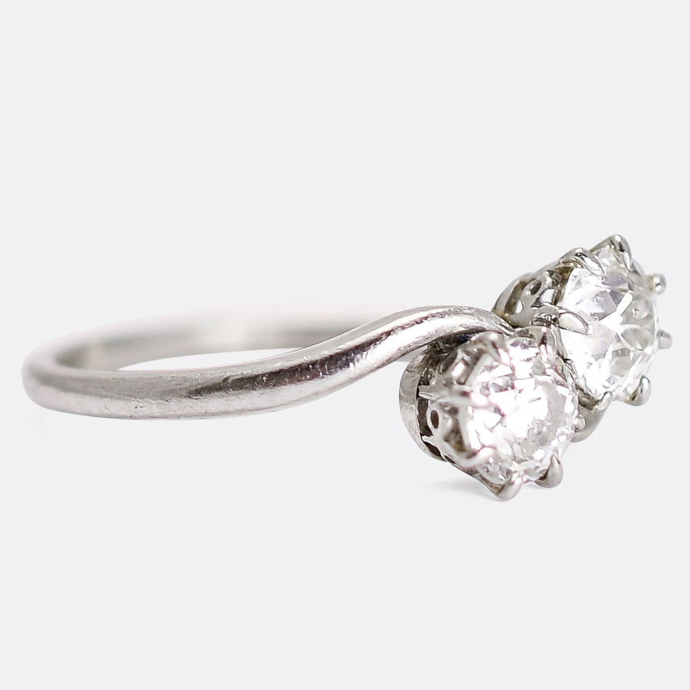 Edwardian Diamond Toi et Moi Engagement Ring
