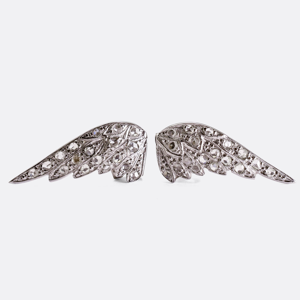 Edwardian Diamond Wing Stud Earrings