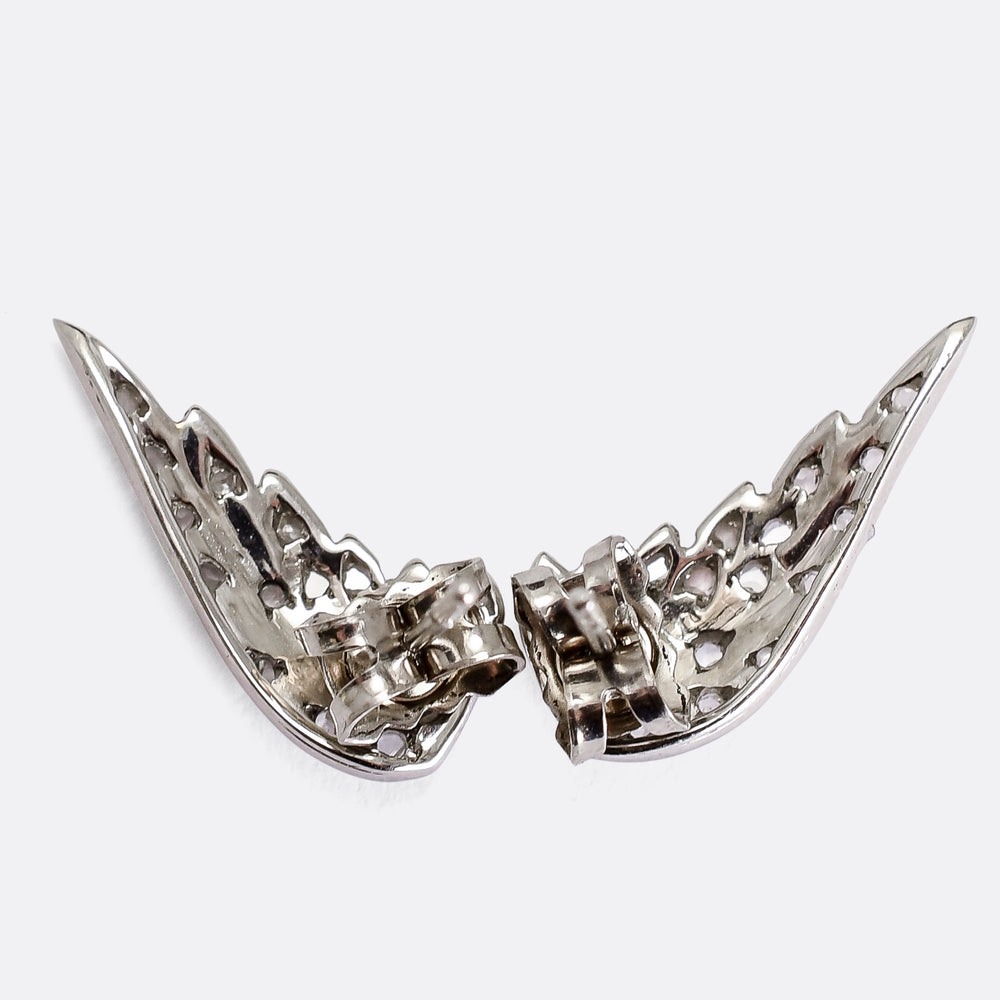 Edwardian Diamond Wing Stud Earrings
