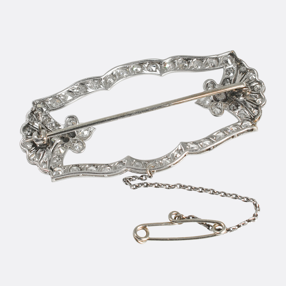 Edwardian Diamond & Onyx Frame Brooch