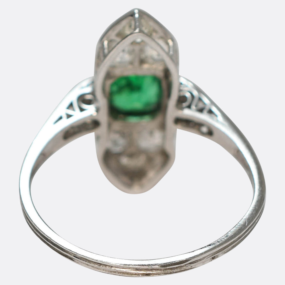 Edwardian Emerald & Diamond NorthWest Cluster Ring