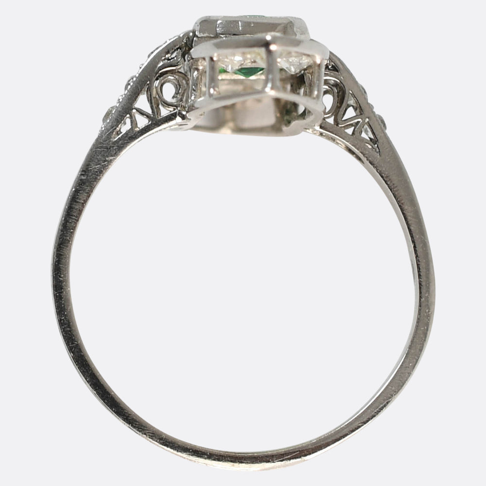 Edwardian Emerald & Diamond NorthWest Cluster Ring