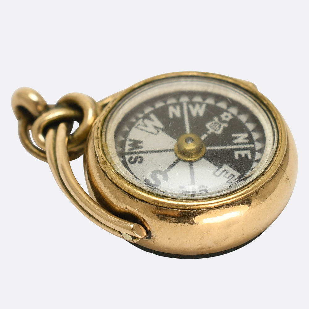 Edwardian Gold Bloodstone Spinner Compass
