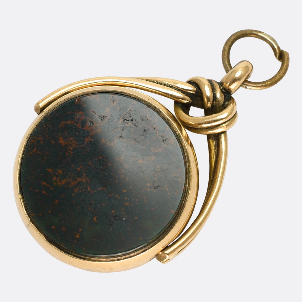 Edwardian Gold Bloodstone Spinner Compass