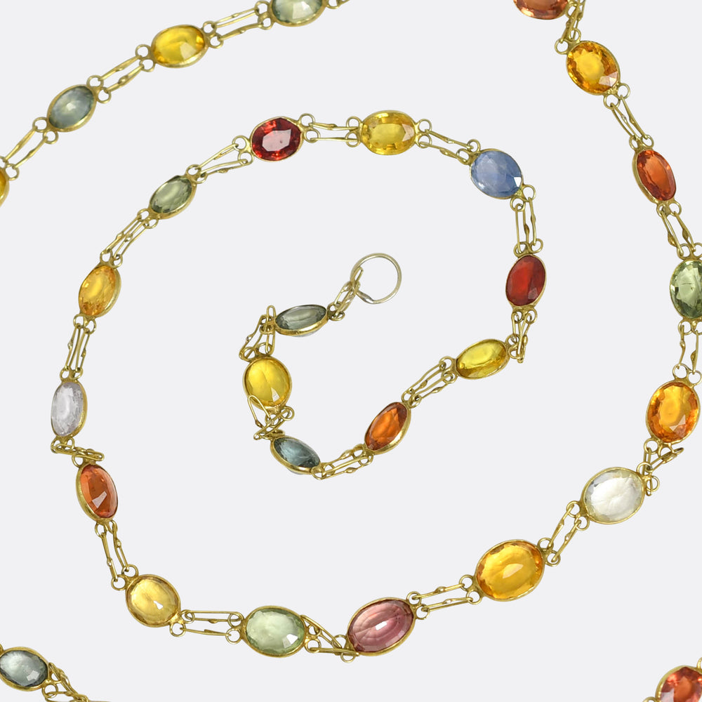 Edwardian Multi-Sapphire Chain Necklace