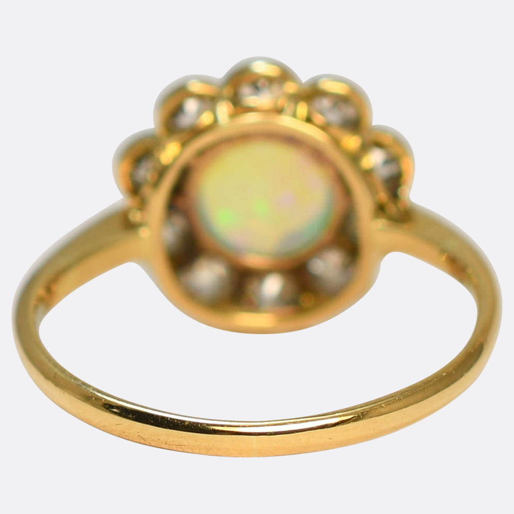Edwardian Opal & Diamond Flower Cluster Ring