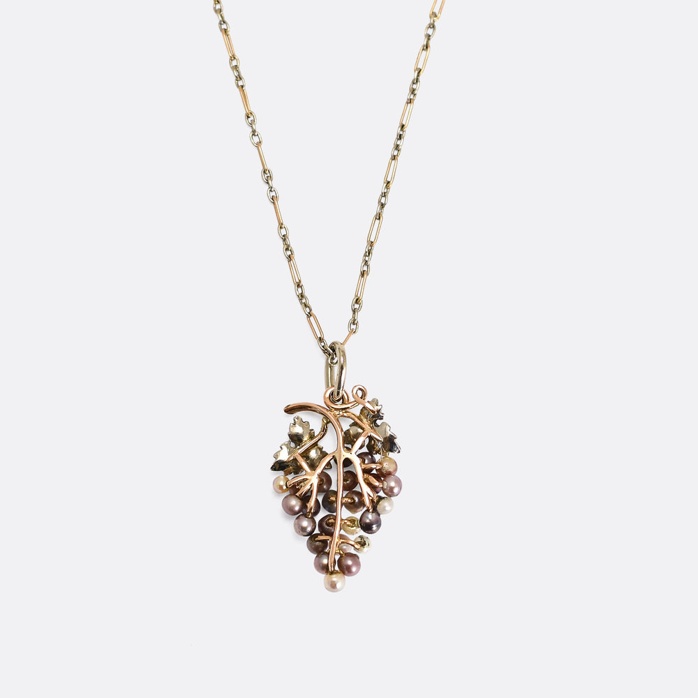 Edwardian Pearl Grape Bunch Necklace
