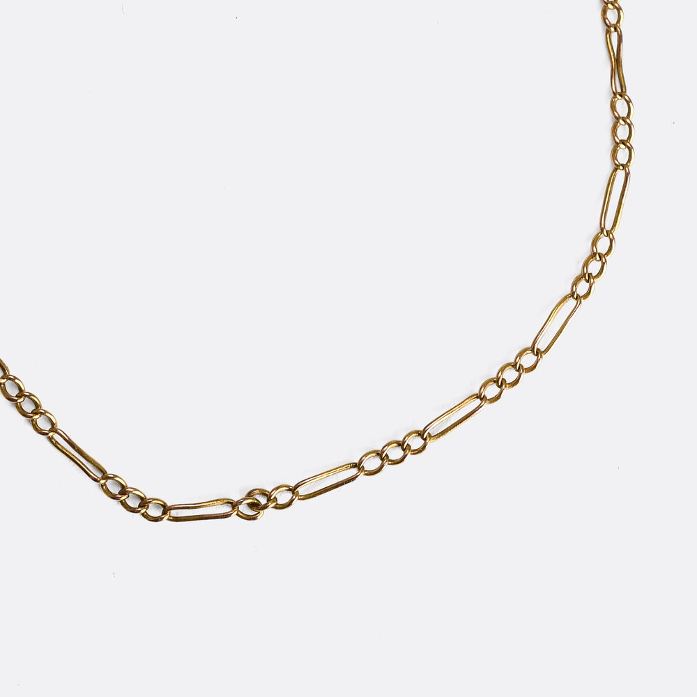 Edwardian Pearl Puffed Heart Pendant & Chain