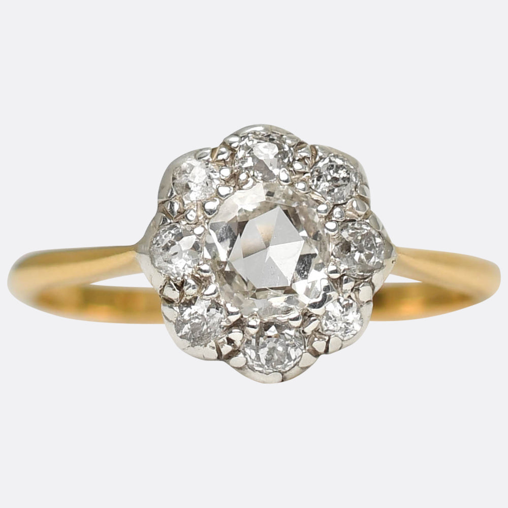 Edwardian Portrait Cut Diamond Cluster Ring