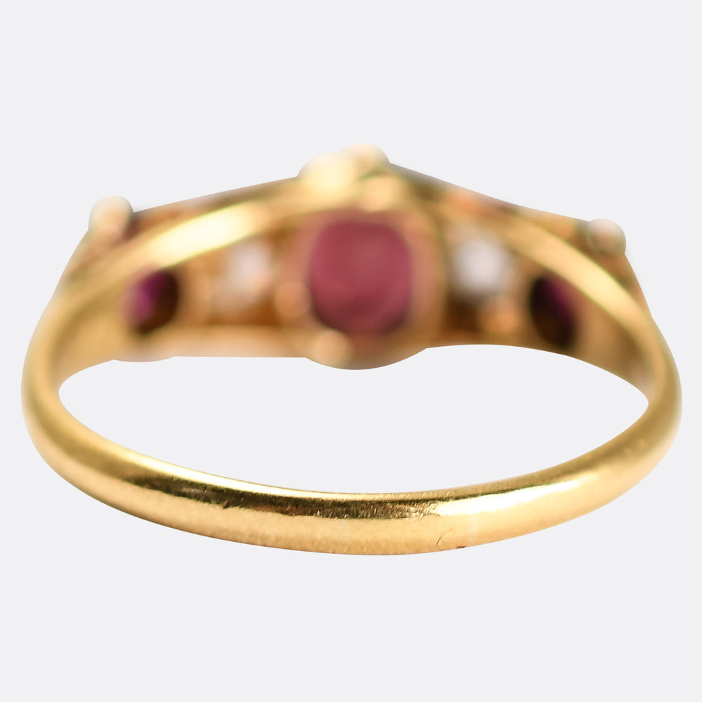 Edwardian Ruby & Diamond 5-Stone Ring