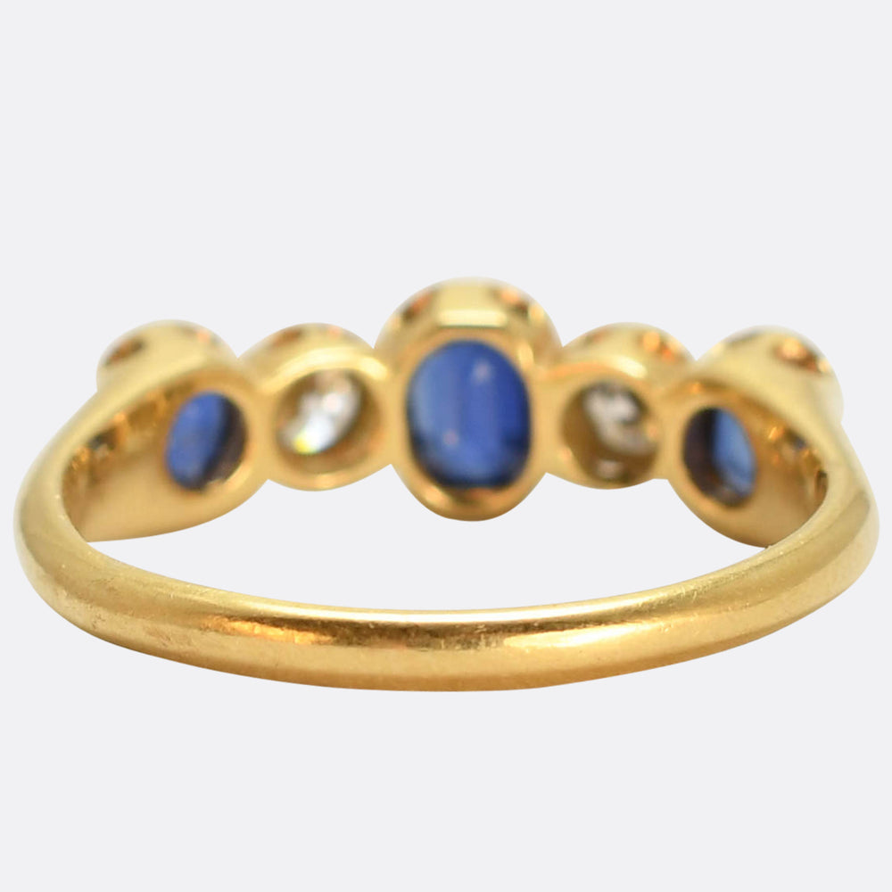 Edwardian Sapphire & Diamond 5-Stone Ring