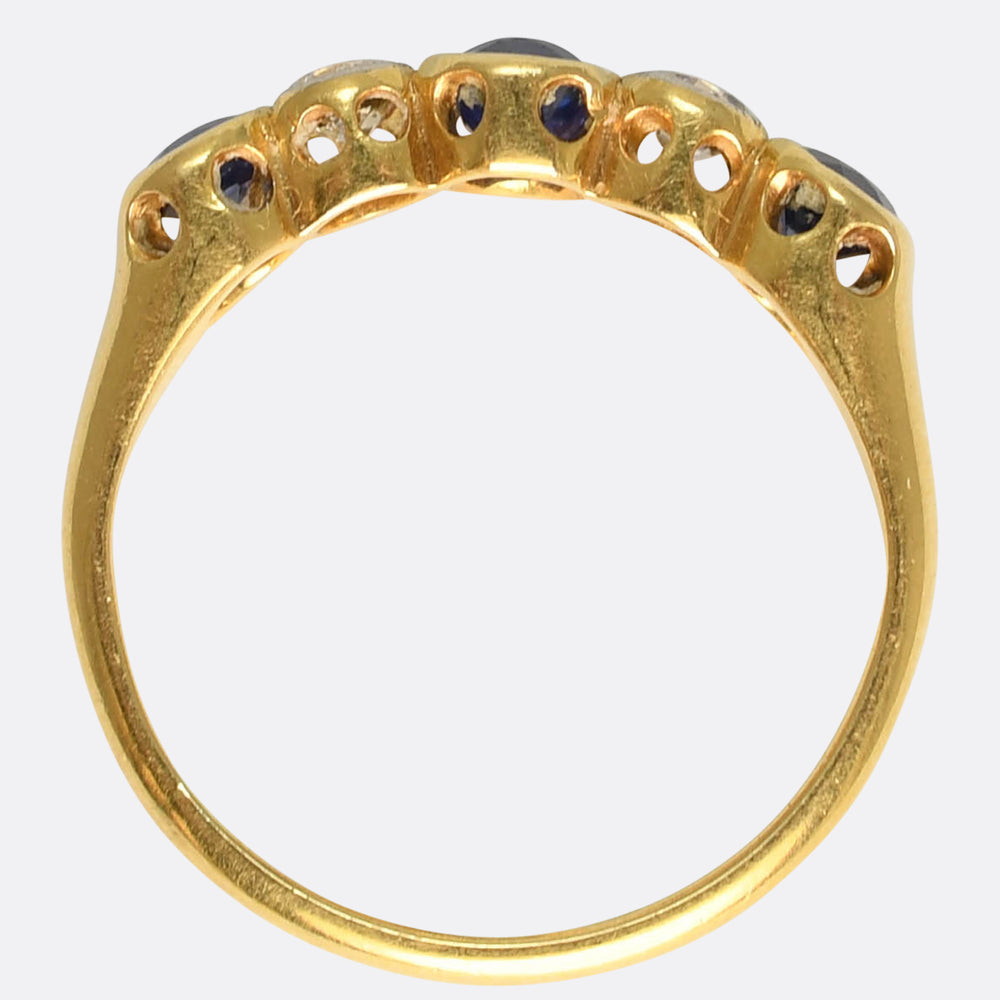 Edwardian Sapphire & Diamond 5-Stone Ring