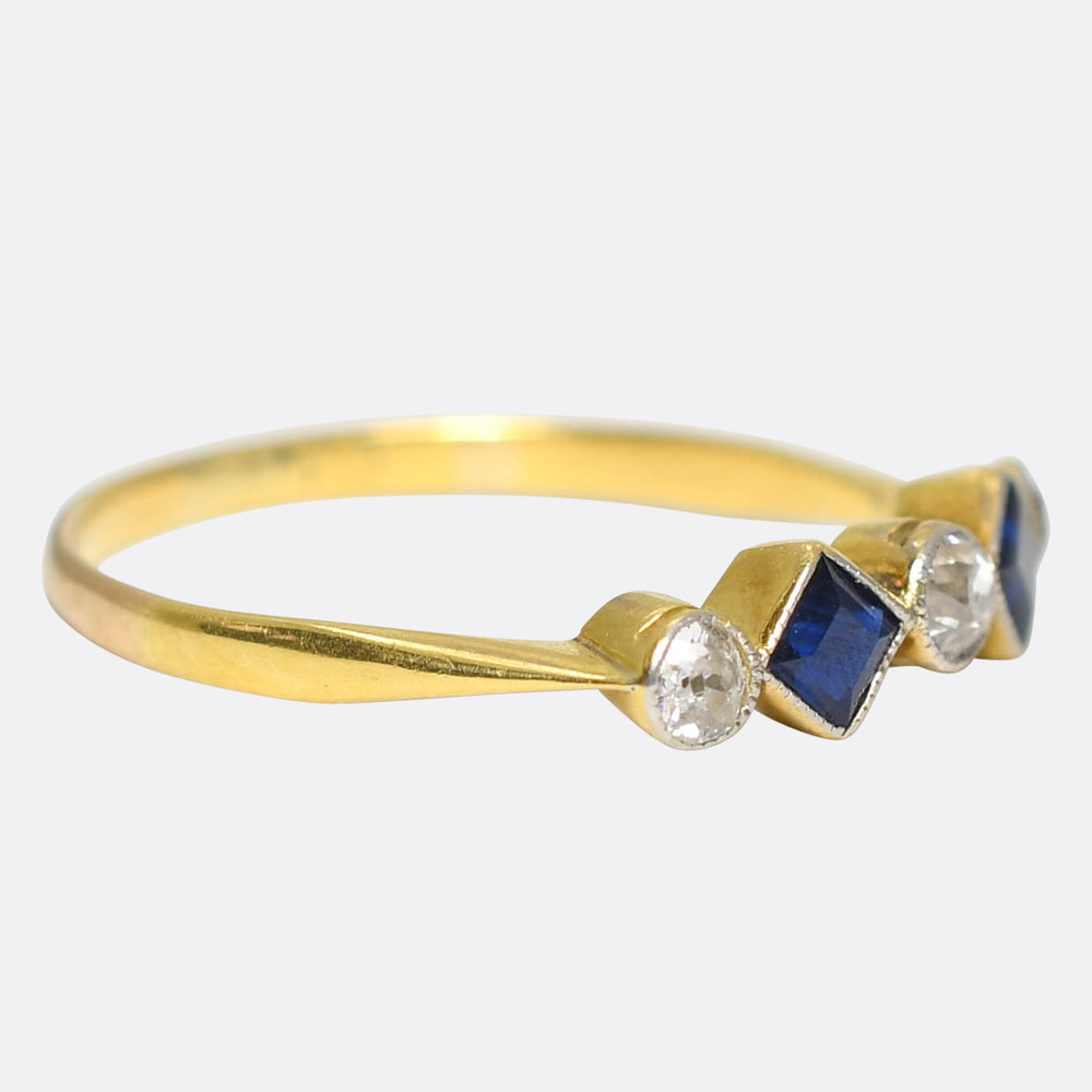 Edwardian Sapphire & Diamond Bezel-Set Ring