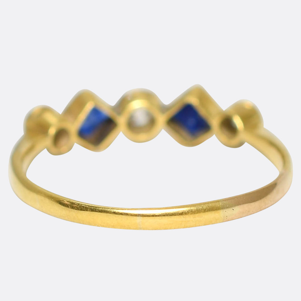Edwardian Sapphire & Diamond Bezel-Set Ring