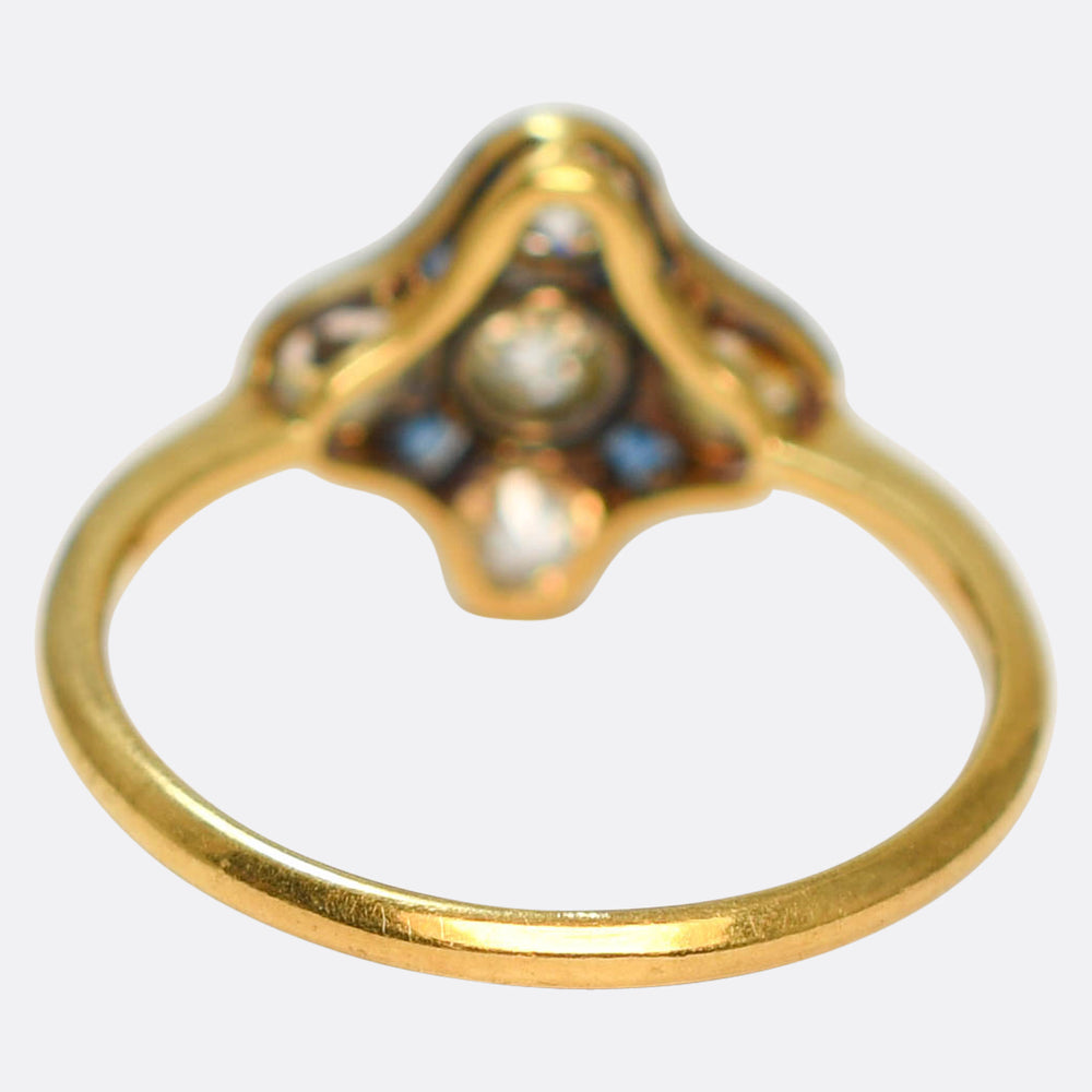 Edwardian Sapphire & Diamond Cluster Ring