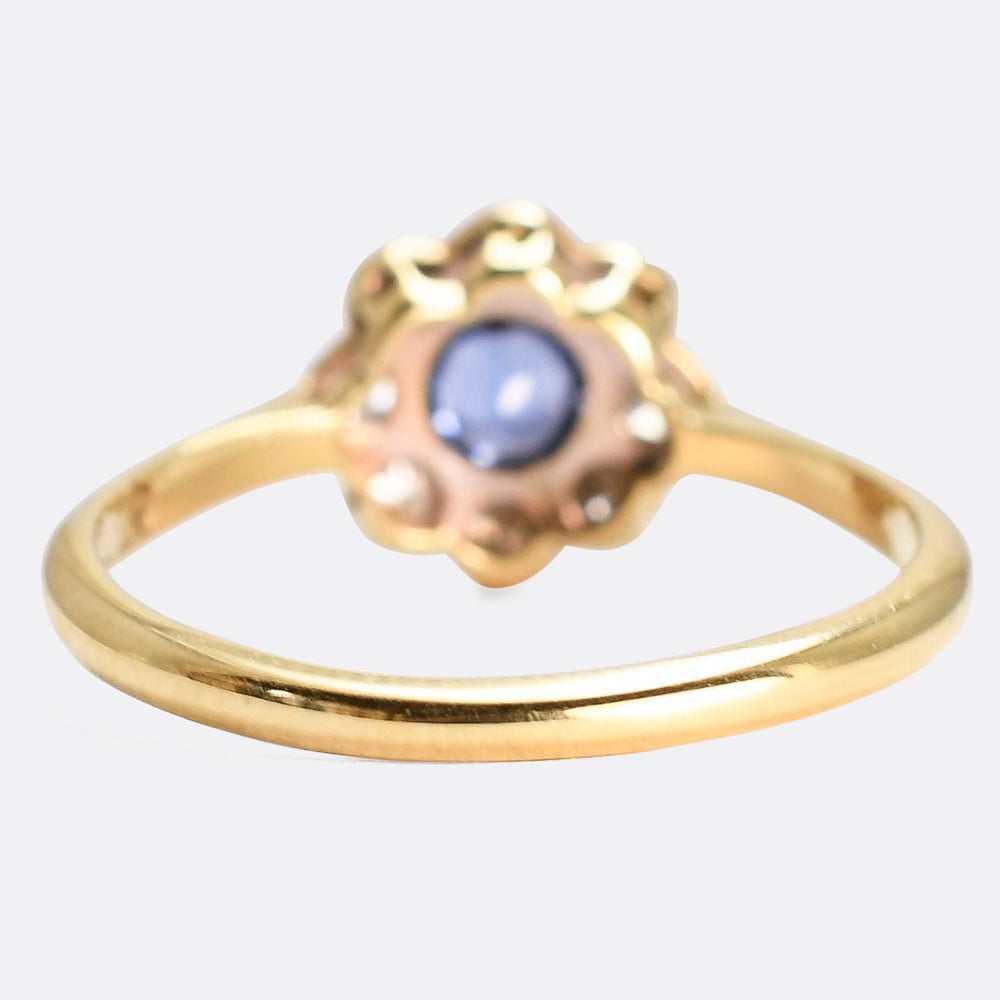 Edwardian Sapphire & Diamond Daisy Cluster Ring