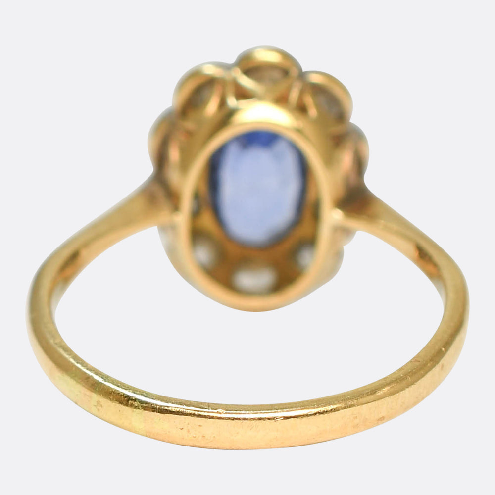 Edwardian Sapphire & Diamond Daisy Cluster Ring