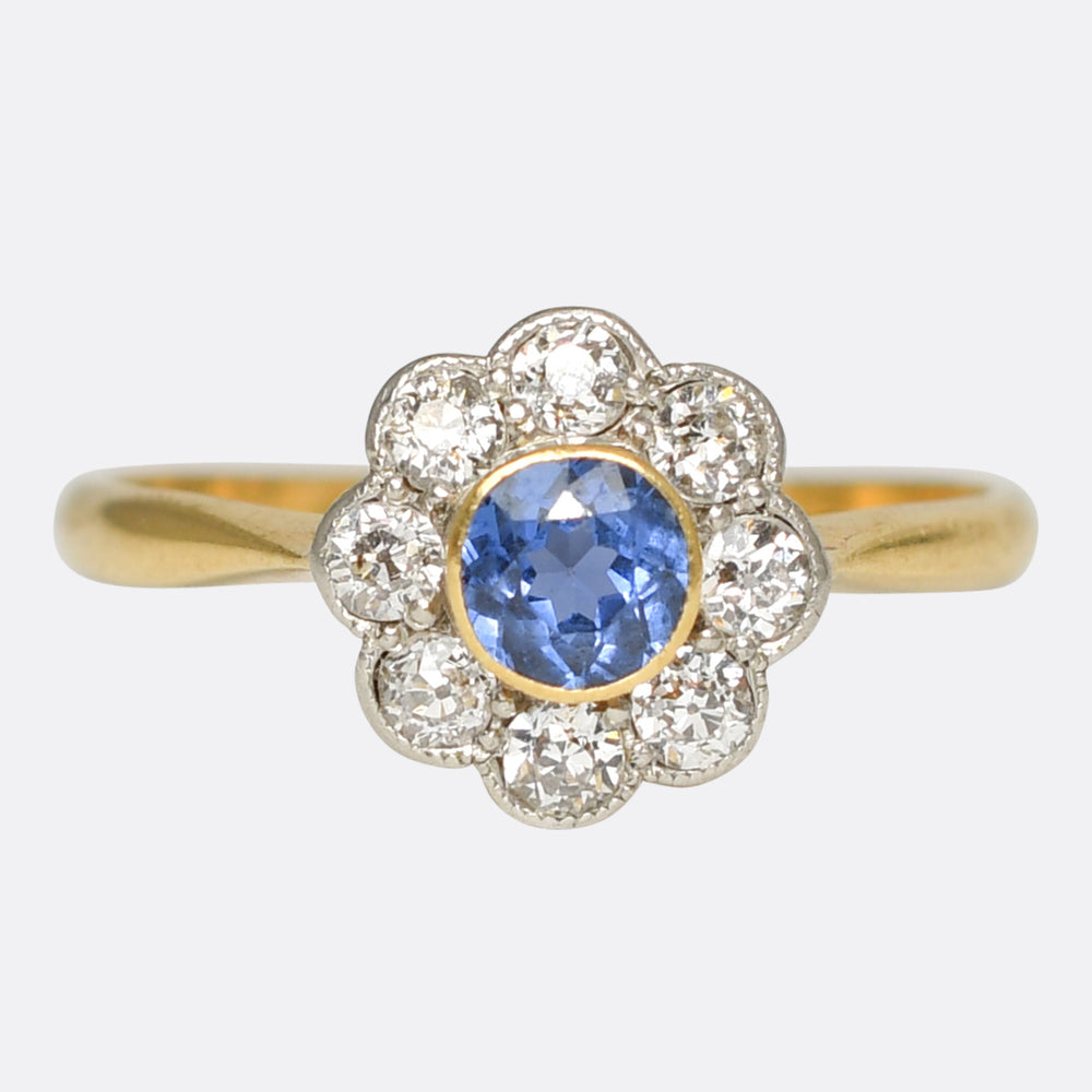 Edwardian Sapphire & Diamond Daisy Ring