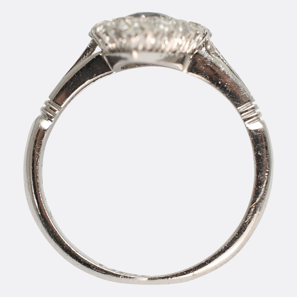 Edwardian Sapphire & Diamond Navette Cluster Ring