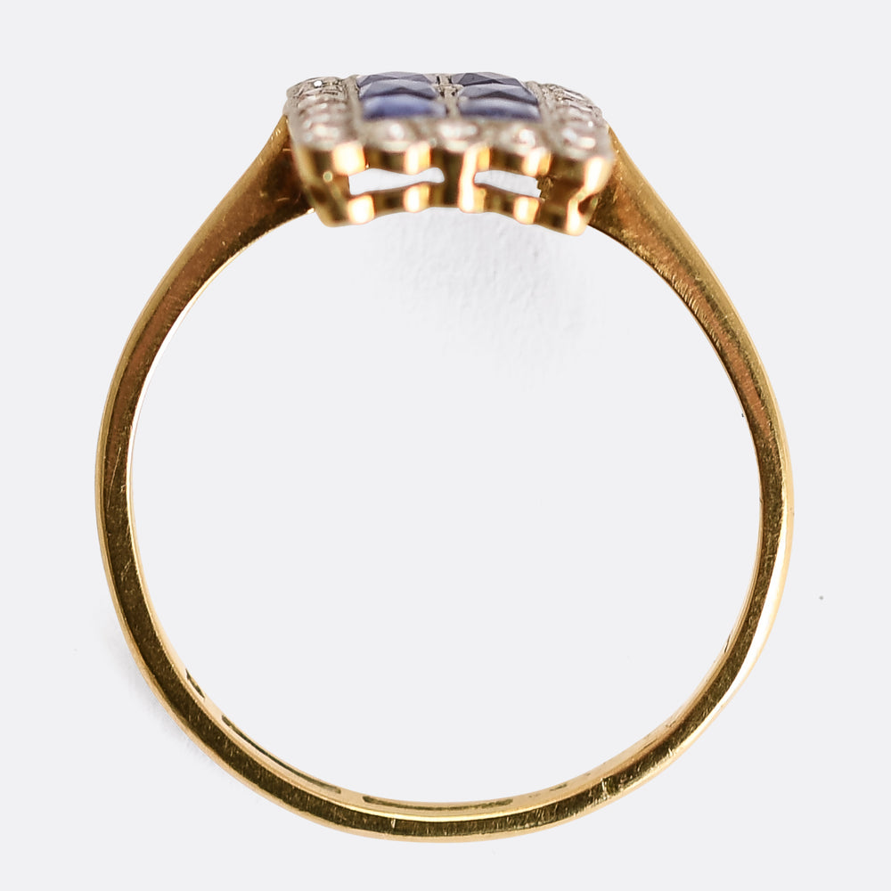 Edwardian Sapphire & Diamond Picture Frame Ring