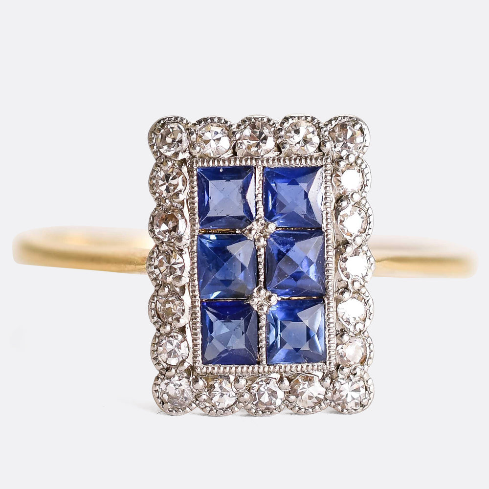 Edwardian Sapphire & Diamond Picture Frame Ring