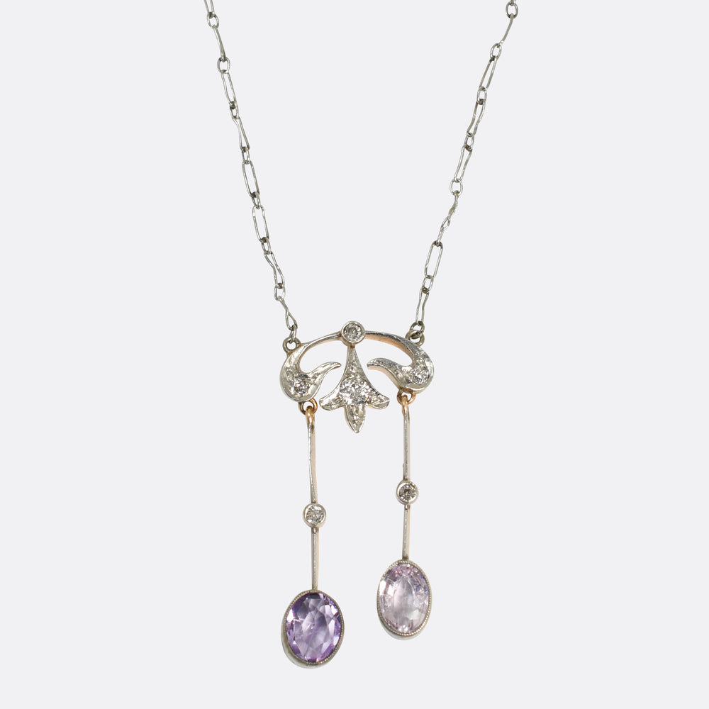 Edwardian Topaz & Diamond Negligee Necklace