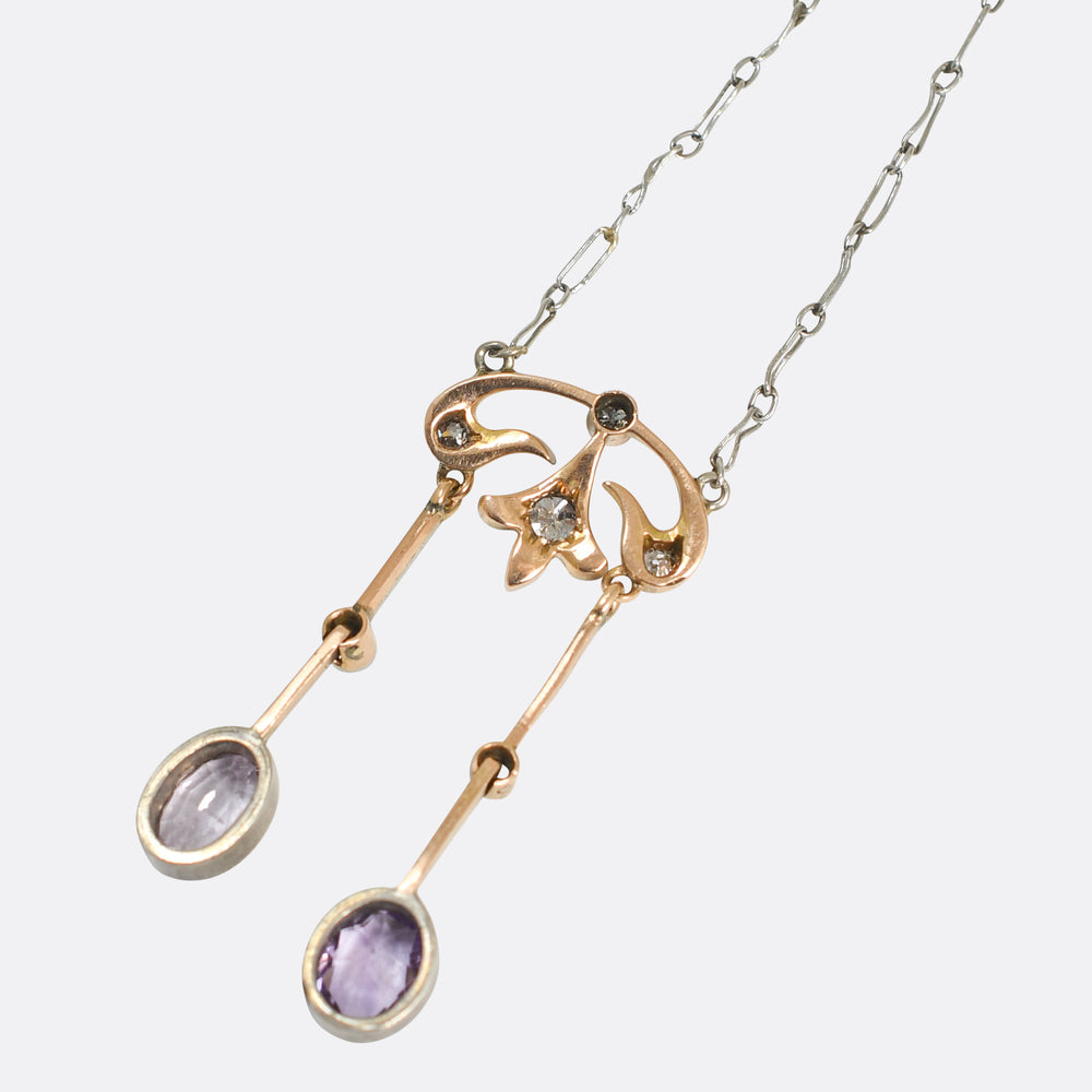 Edwardian Topaz & Diamond Negligee Necklace