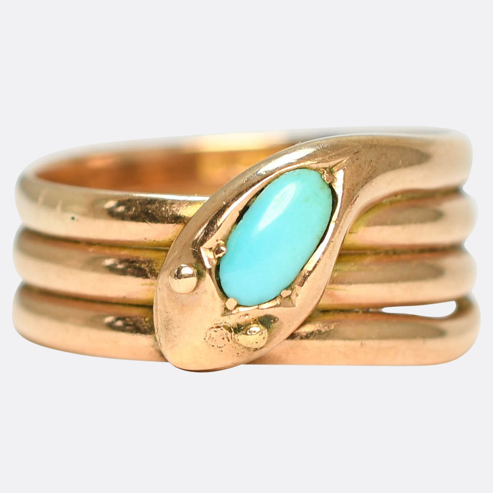 Edwardian Turquoise Coiled Snake Ring