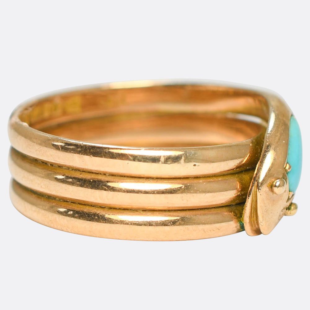 Edwardian Turquoise Coiled Snake Ring