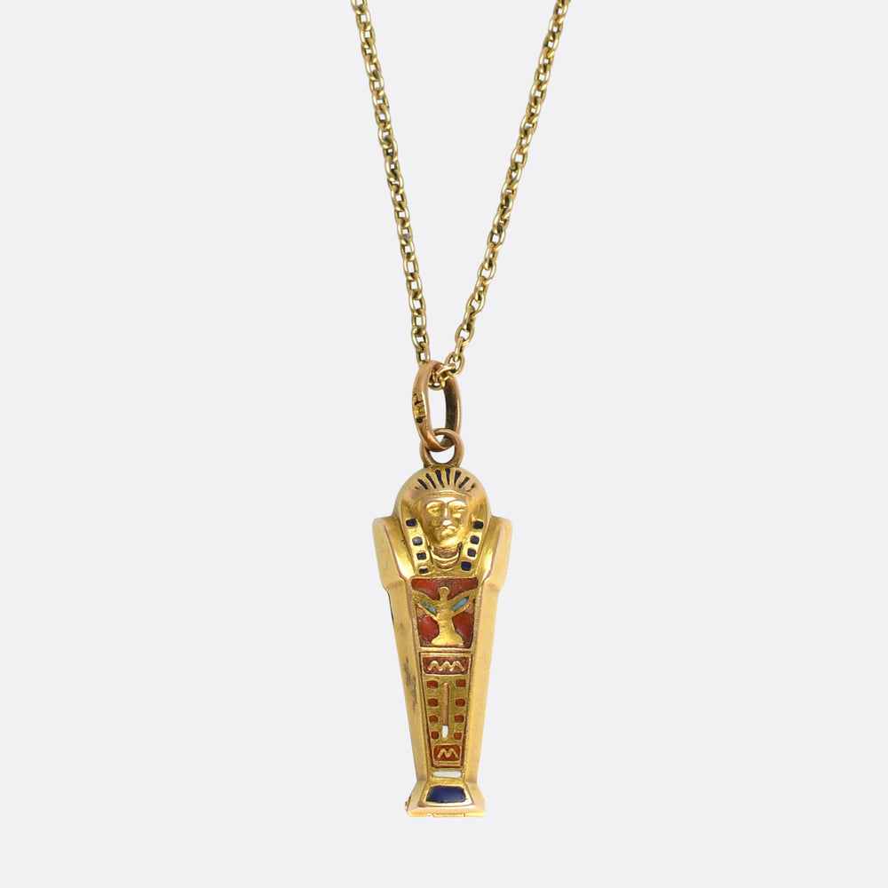 Egyptian Revival Enamel Sarcophagus Charm
