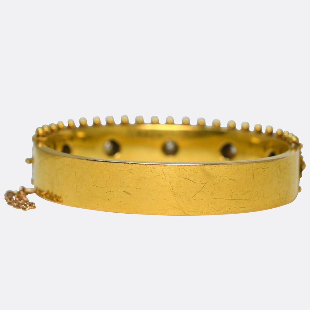 Etruscan Revival Diamond Flower Bangle