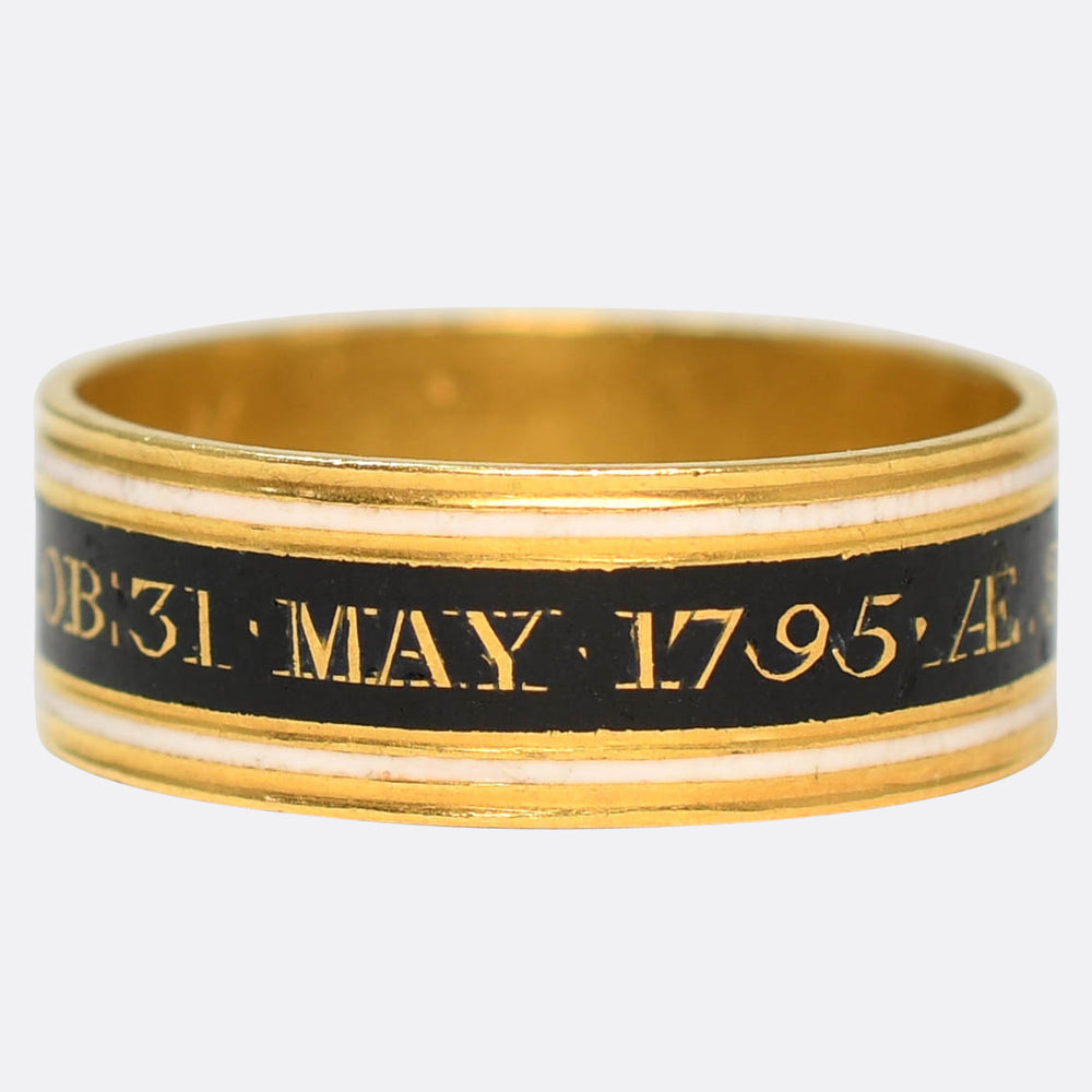 Georgian 18k Gold & Enamel Memorial Ring