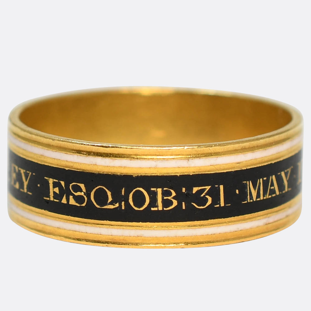 Georgian 18k Gold & Enamel Memorial Ring