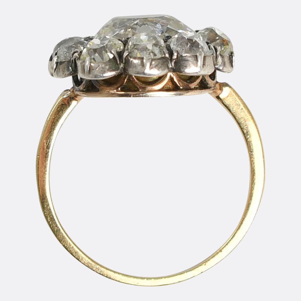 Georgian 5.36ct Old Cut Diamond Cluster Ring
