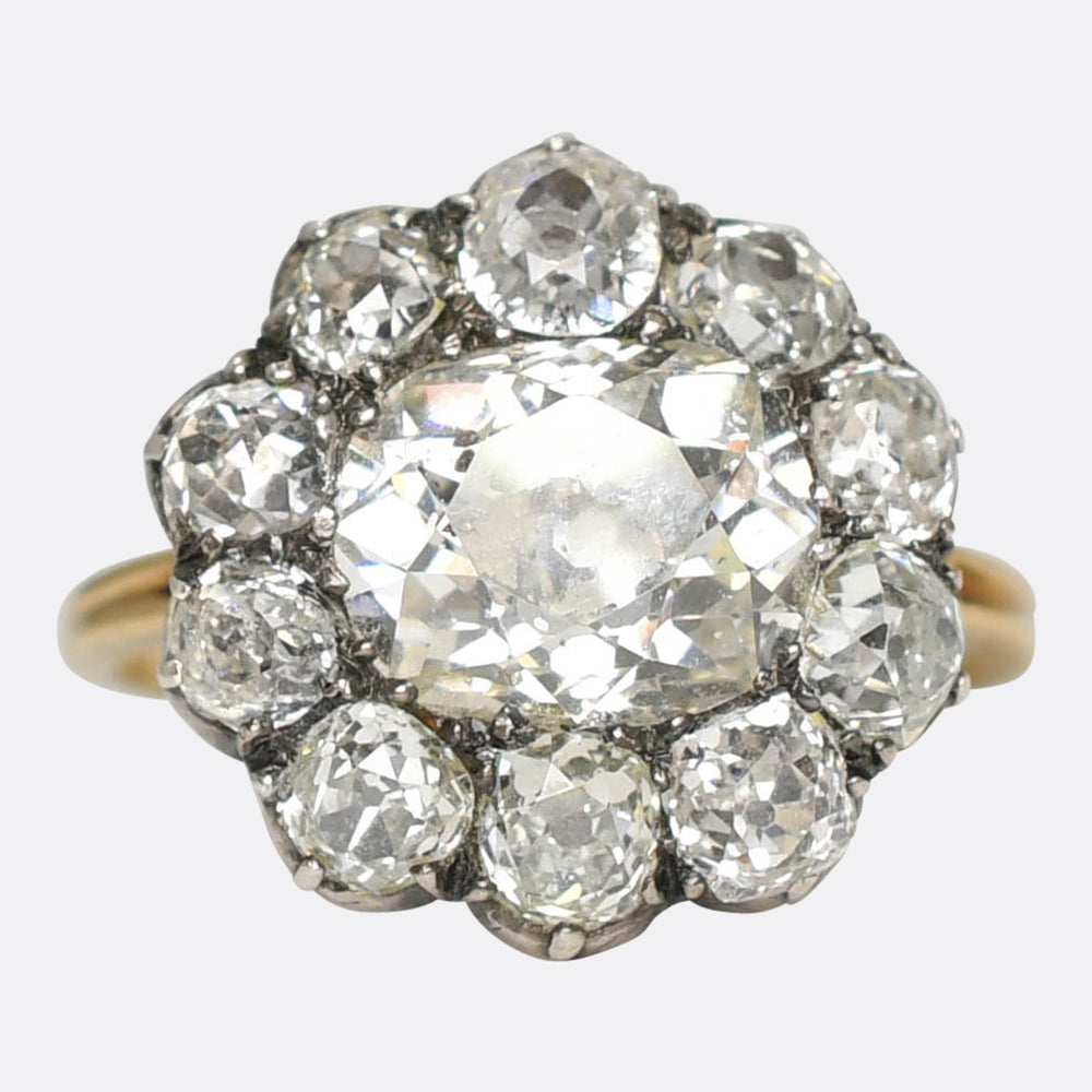 Georgian 5.36ct Old Cut Diamond Cluster Ring