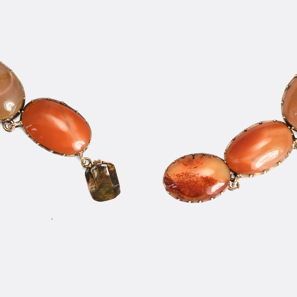 Georgian Agate Rivière Necklace & Earrings Suite