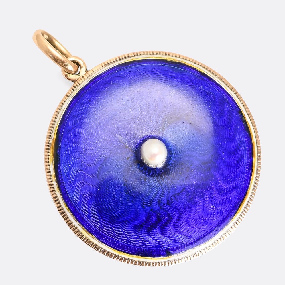 Georgian Blue Enamel & Pearl Locket