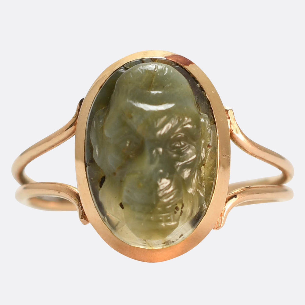 Georgian Chimpanzee Labradorite Cameo Ring