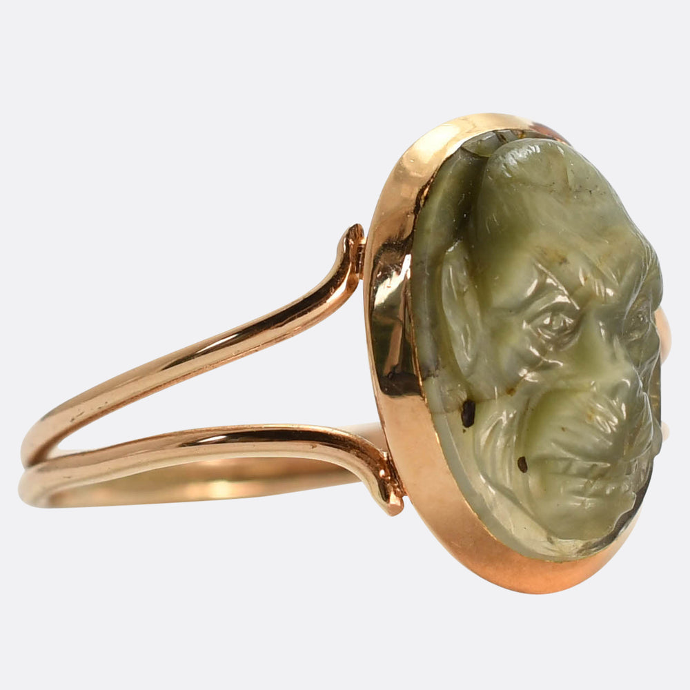Georgian Chimpanzee Labradorite Cameo Ring