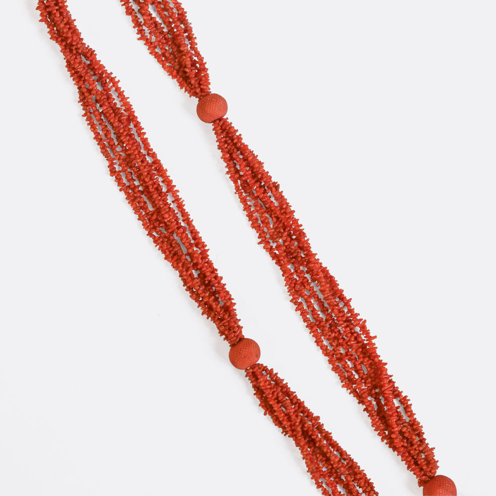 Georgian Coral Bead Sautoir Necklace