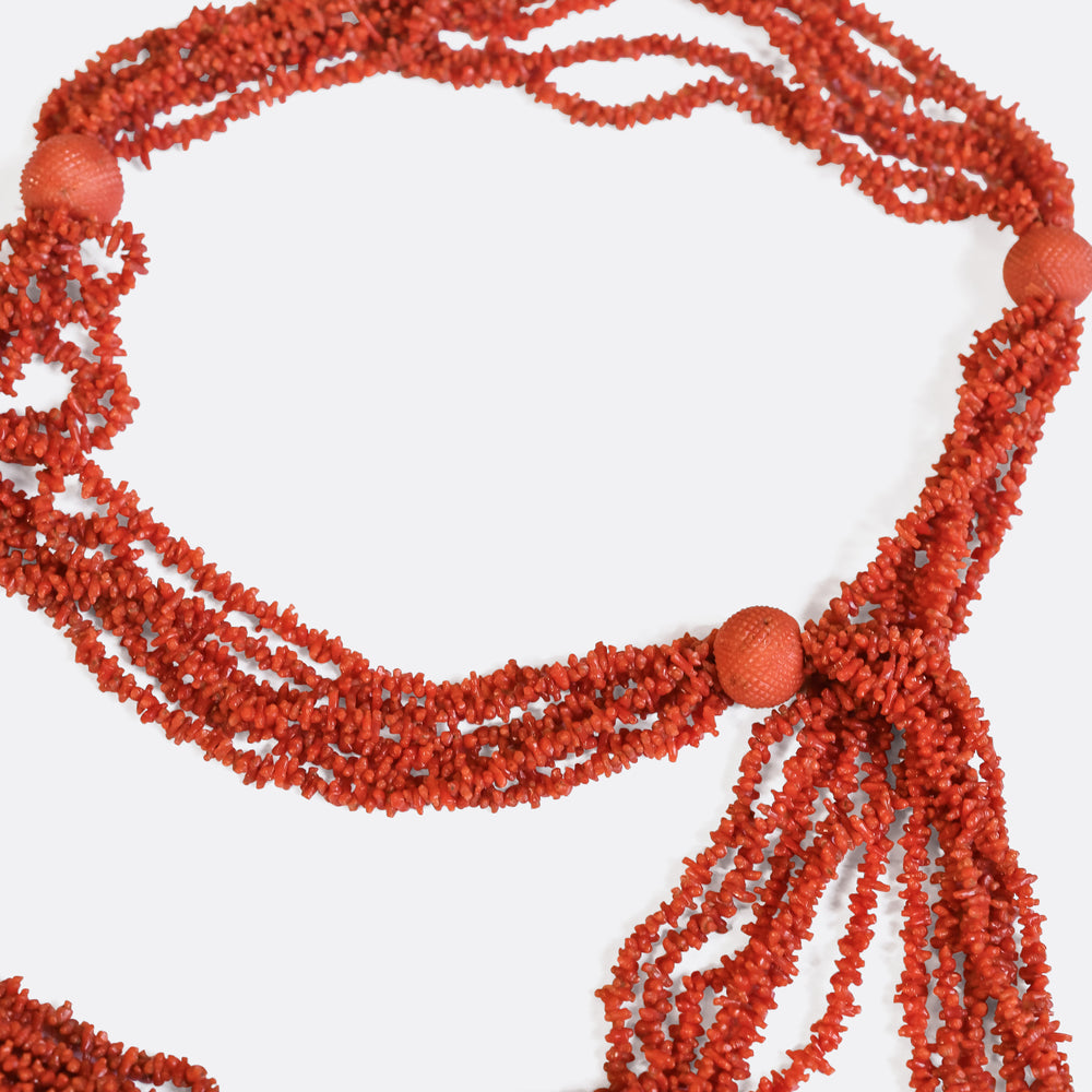 Georgian Coral Bead Sautoir Necklace