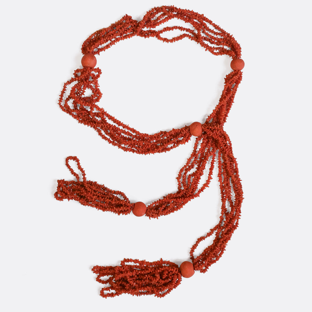 Georgian Coral Bead Sautoir Necklace