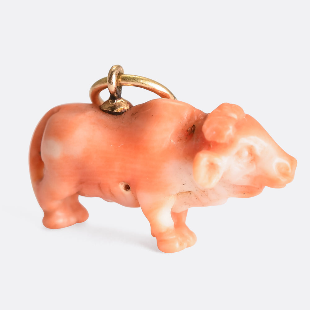 Georgian Coral Bison Charm
