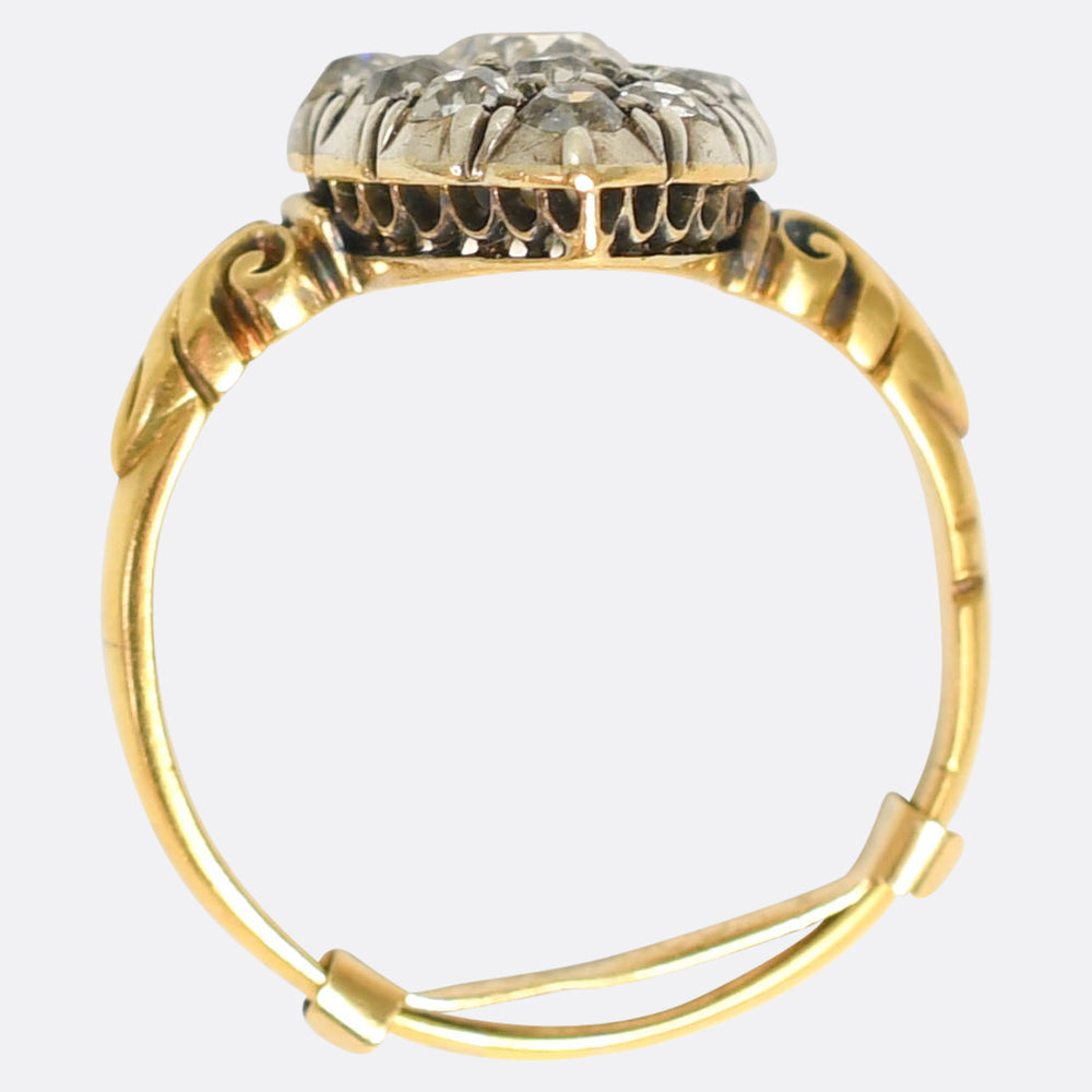 Georgian Diamond Cobblestone Navette Cluster Ring